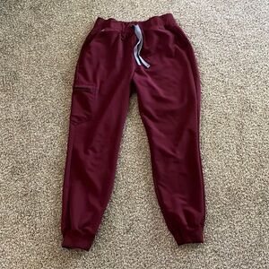 Figs Burgandy High Waisted Zamora Jogger Scrub